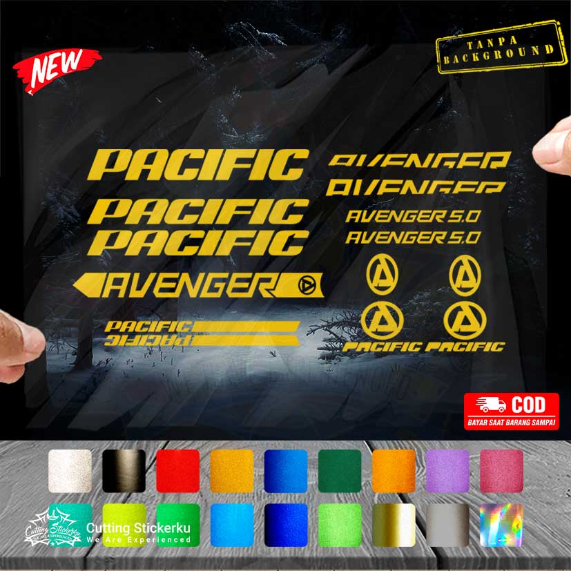 Cutting Stiker Pacific Avenger 5.0 Variasi Sepeda Sticker Frame Aksesoris Body Style Lipat Keren Bodi Samping Striping Bike Road Anak Fixie Mtb Balap Veriasi Setiker Timbul Huruf Tulisan Universal Murah Nyala Tahan Air Bodi Hologram Batang Gunung