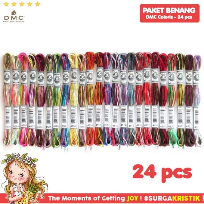 Paket 24 Pcs Benang Sulam Kristik DMC Art 517 - Coloris Gradasi Sembur