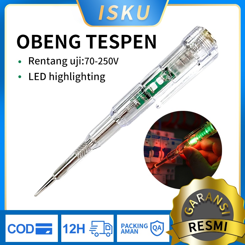 ISKU Obeng Tester TesPen obeng tester LED Obeng Tes with Indicator Dual LED