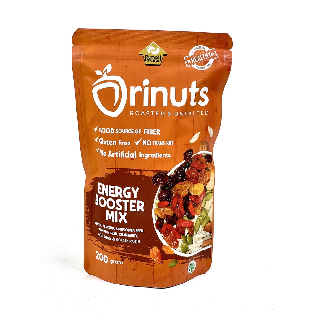 

ORINUTS ENERGY BOOSTER MIX 200GR KACANG MEDE KACANG ALMOND SUNFLOWER PUMPKIN CRANBERRY GOJIBERRY GOLDEN RAISIN (PREMIUM QUALITY CEMILAN DIET)
