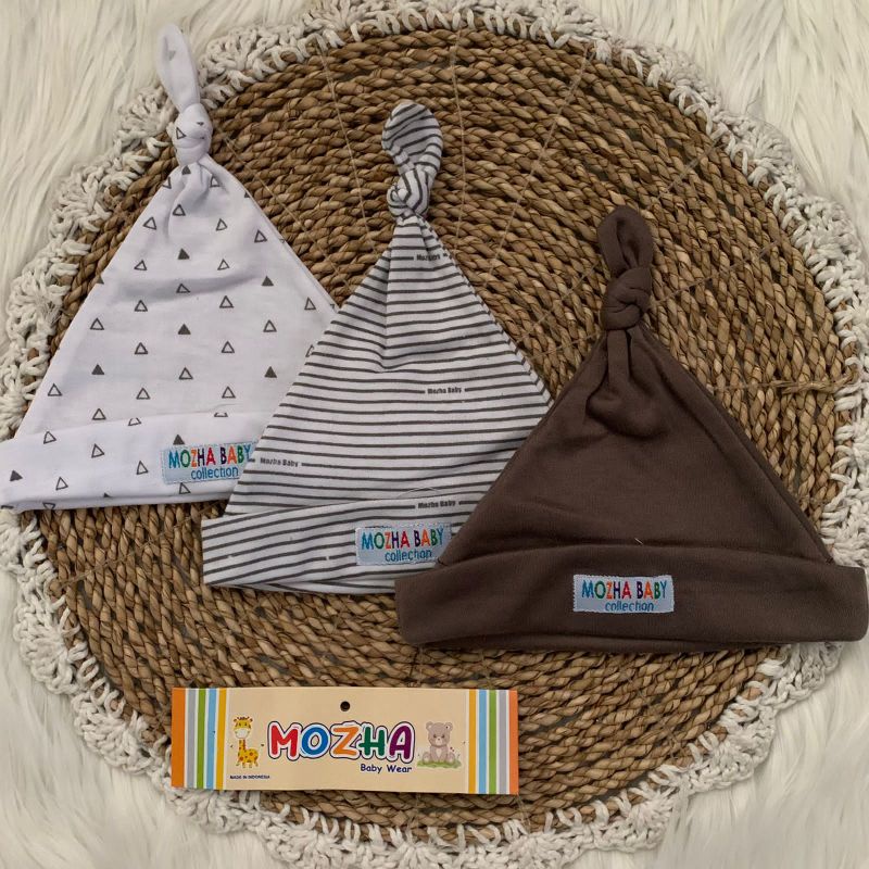 Serian abu - 3 pcs Topi Kupluk Bayi baru lahir topi bayi 0-3 bulan NEWBORN