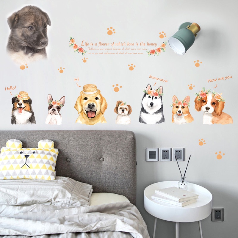 ❤ IJN ❤  WALLSTICKER WALL STIKER SETIKER STICKER DINDING HEWAN ANJING DOG DEKORASI TEMBOK RUANG TAMU KELUARGA KAMAR TIDUR ANAK ANAK COWOK CEWEK HIASAN DEKOR DECOR TEMPELAN WALPAPER WALLPAPER PAPER ANIMAL GAMBAR MOTIF BINATANG ANJING DOGS LUCU