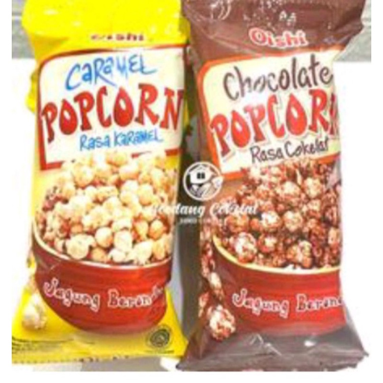 

Oishi Popcorn Rasa Cokelat&Caramel 1 Renceng isi 10 Pcs× 20gr