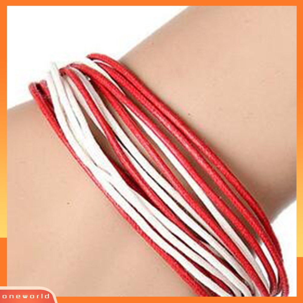 {oneworld} Fashion Pria Wanita Multilayer Gelang Tali Lilin Gaya Etnik Handmade Bangle Hadiah