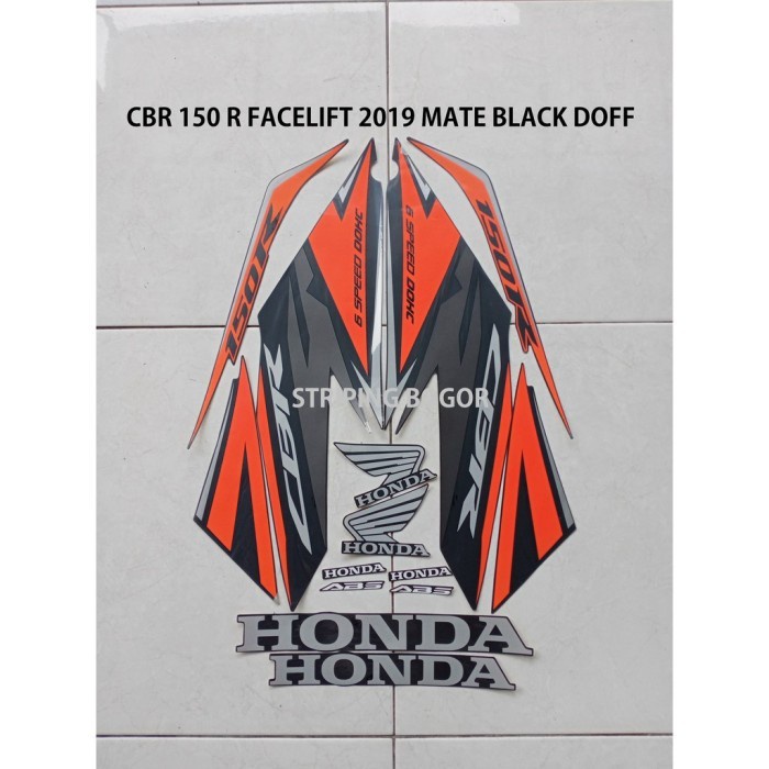 

TERLARIS | Striping Stiker Motor Honda CBR 150 R Facelift 2019 Mate Black Orange