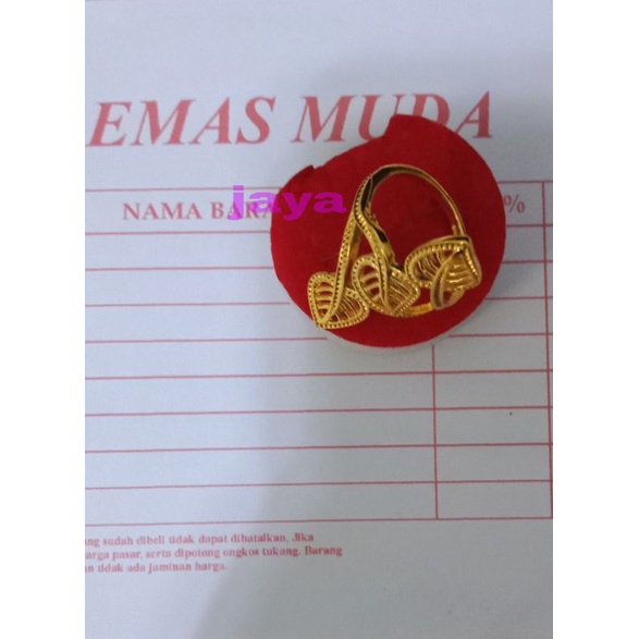 cincin lubai motif daun asli emas mudah free surat