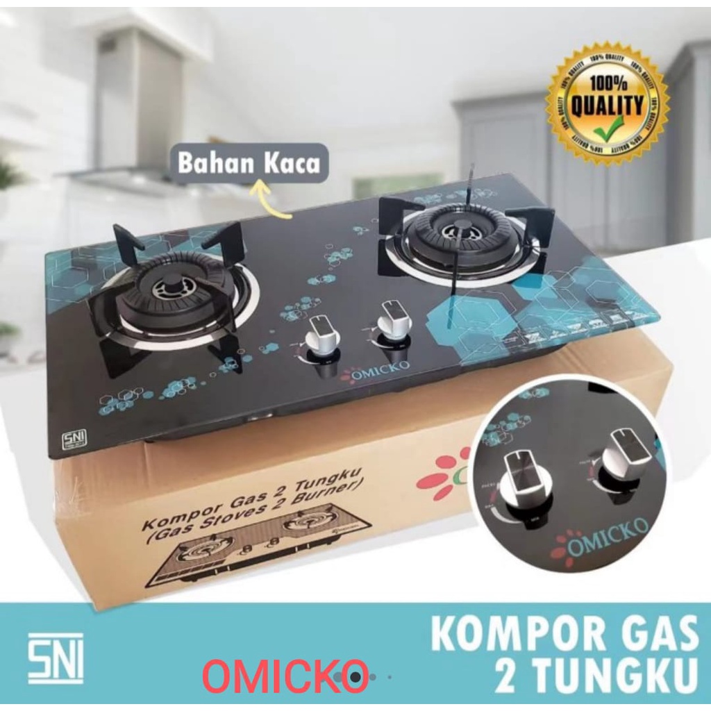 medan elektronik kompor gas tanam omicko 2 tungku kompor kaca