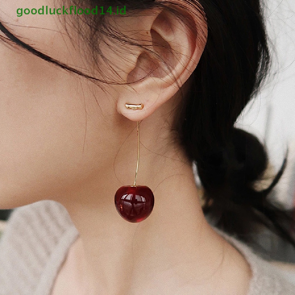 [GOOGFOUR] Bizarre Adventure Earrings Cherry Drop Anting Wanita Pria Cosplay Telinga Klip Perhiasan Hadiah [TOP]