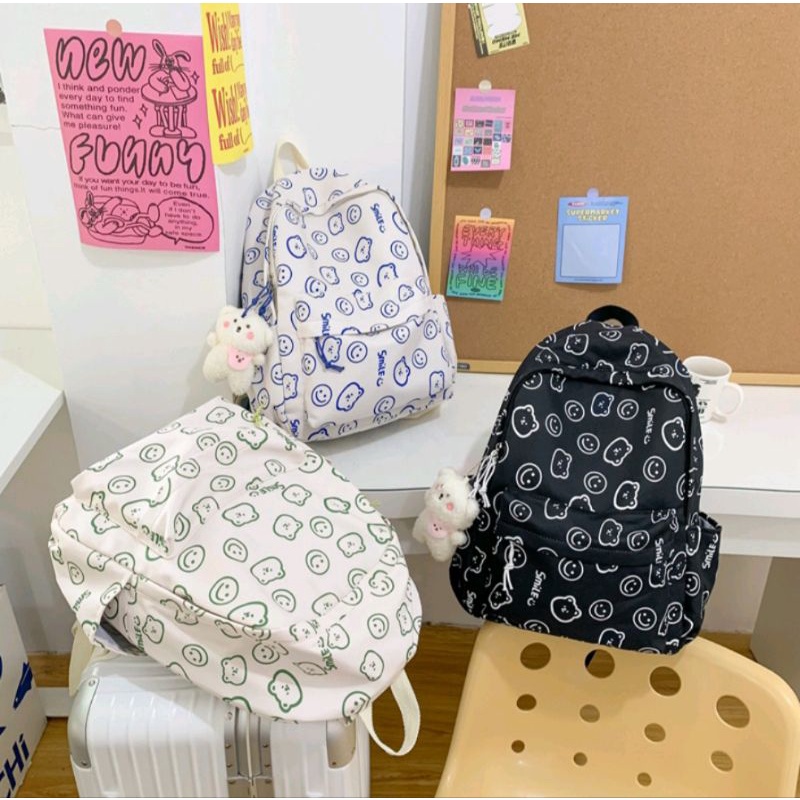 Raid_store93/Tas ransel sekolah perempuan/ransel punggung/tas backpack wanita/tas laptop/tas ransel smile