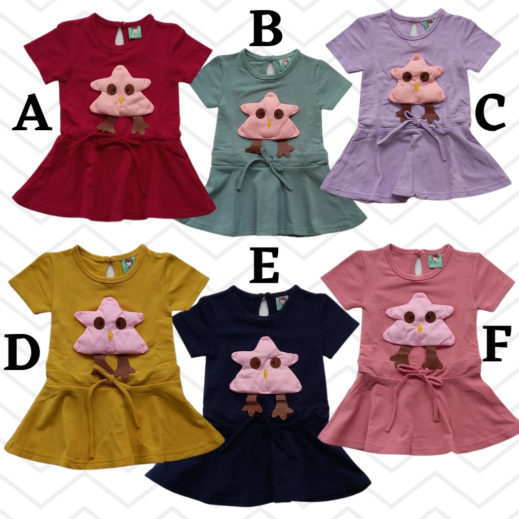 P757 Baju Dress Little Missy Anak Prempuan Dress Gaun Baby Dress Impor usia 12,18,28Bulan Motif Bone