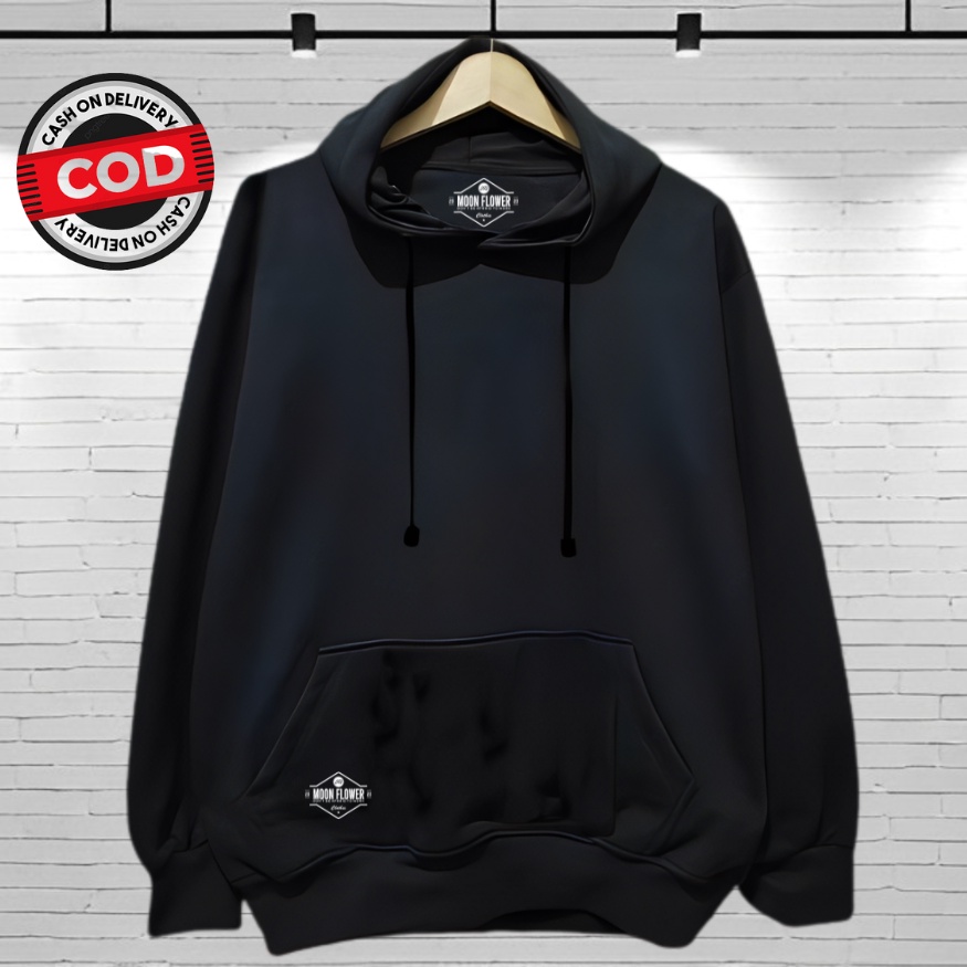 Hoodie Pria Distro Sweater Cowok Aesthetic Polos Warna Hitam Hodie Oversize Premium Sweter Hudie Ter