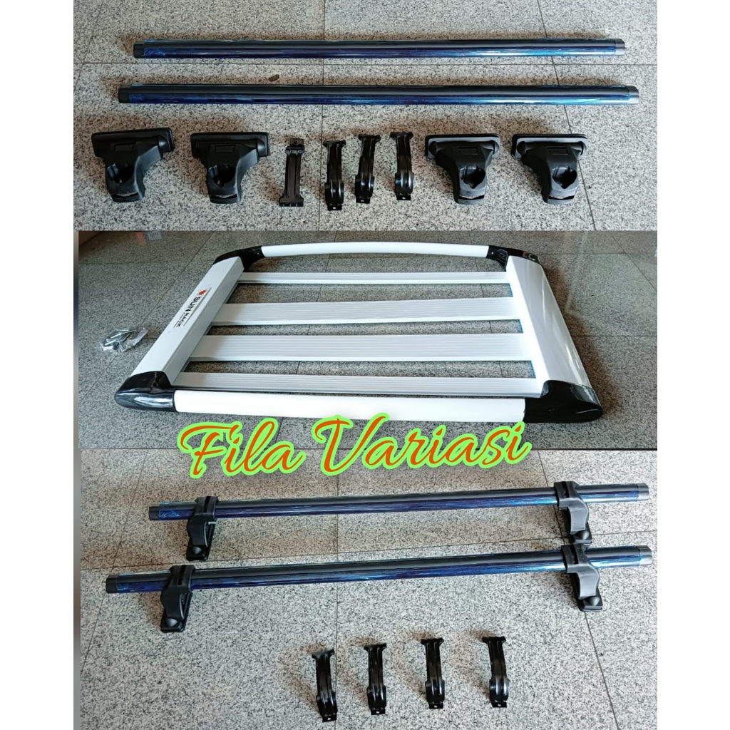 Paket Rack Atas Mobil Sun Rack Model Oval Plus Kaki Rak Jepit Body Platinum