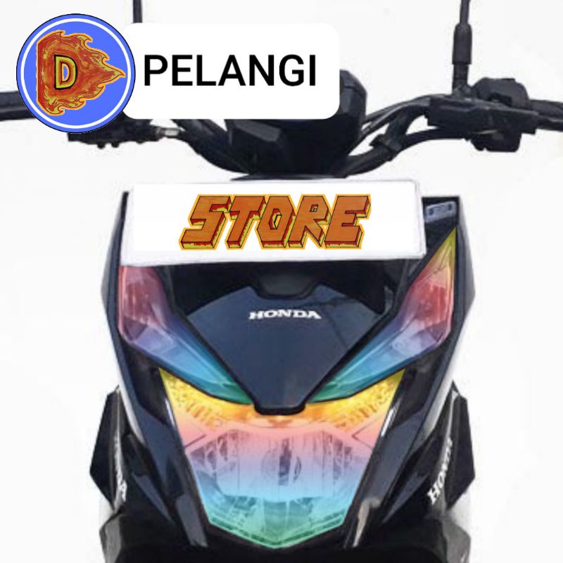 stiker lampu depan honda beat street motif pelangi
