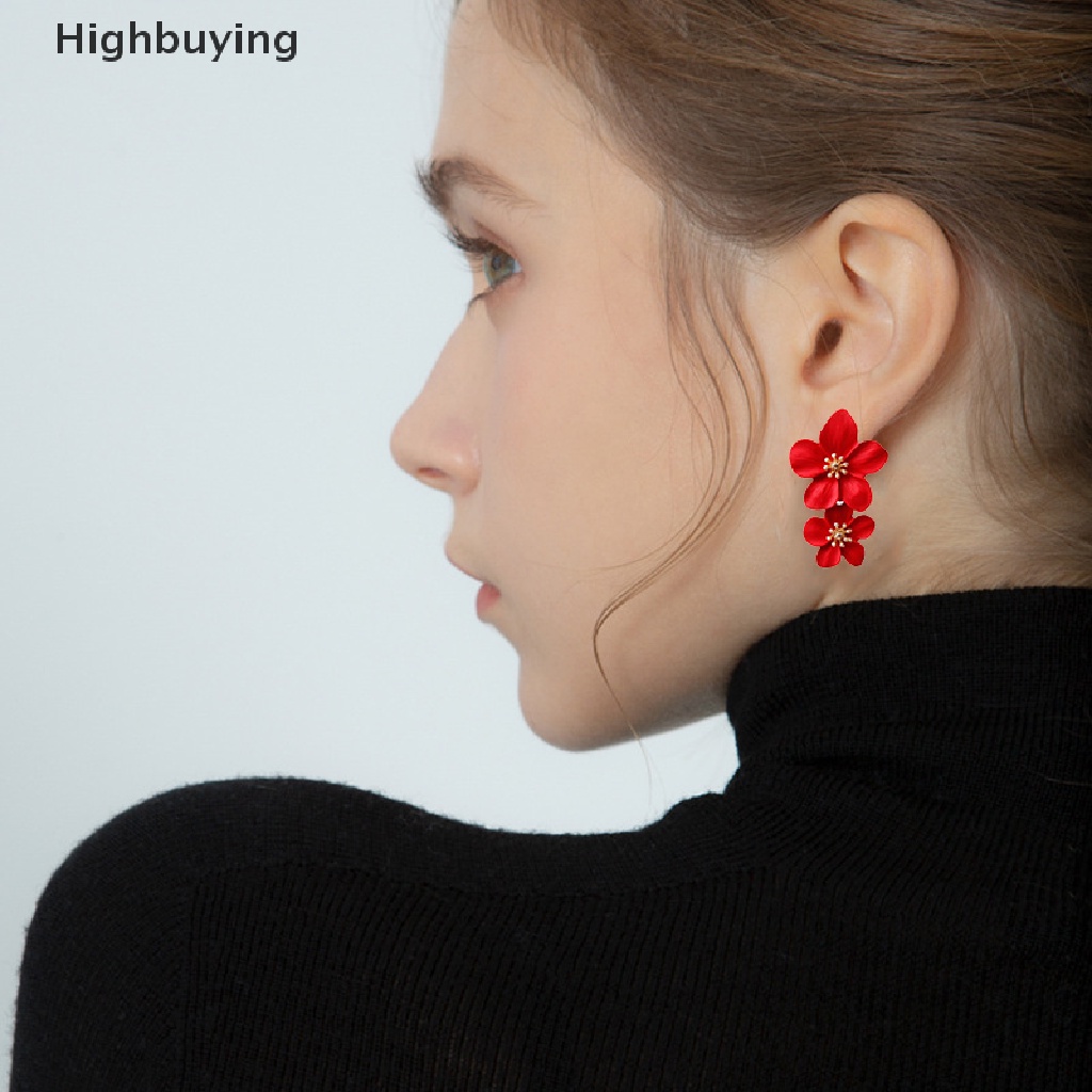 Hbid Vintage Double Flower Drop Earrings Pernikahan Menjuntai Bohemian Pesta Perhiasan Hadiah Glory