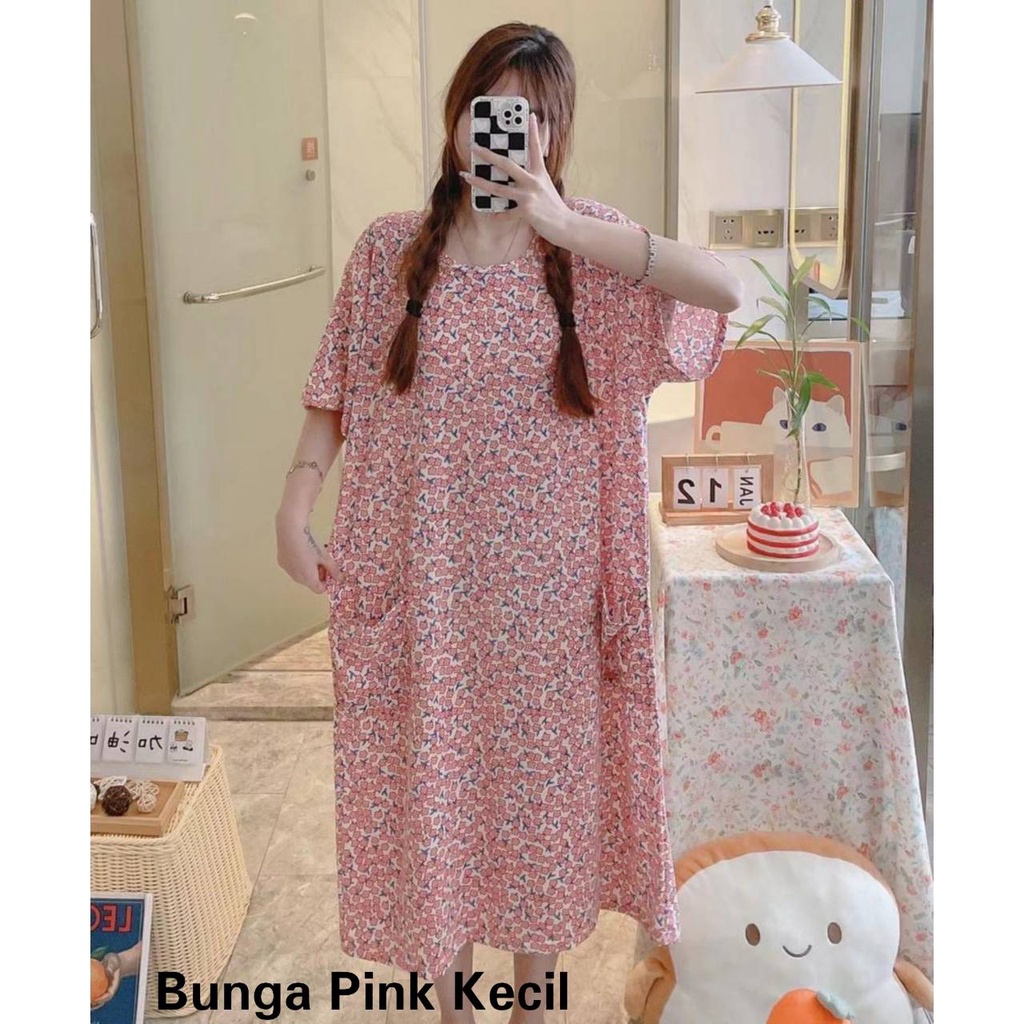 Piyama Daster Jumbo Flower Bunga Big Size