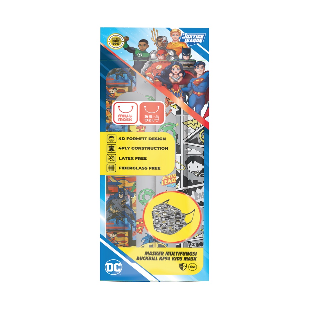 MIU MASK - Justice League KF94 Mask Kids (4Ply)