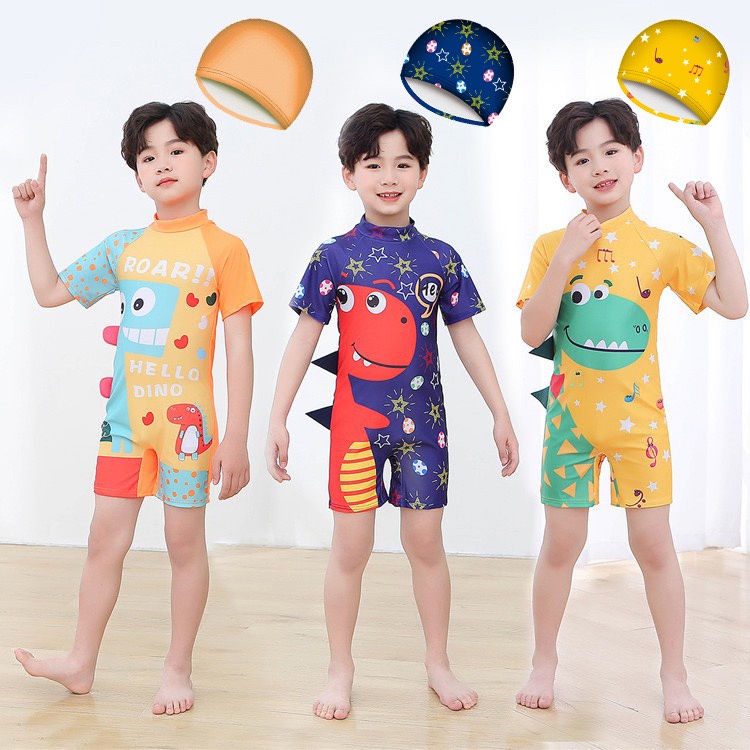 IMPOR SET BAJU RENANG ANAK MODEL TERUSAN ADA TOPI MOTIF LUCU BAHAN TEBAL