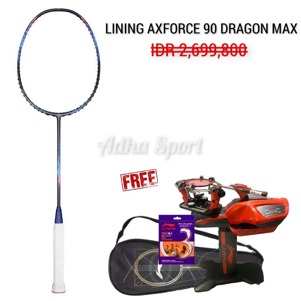 Lining Axforce 90 Dragon Max Original Raket Badminton Bulutangkis Adha Sport