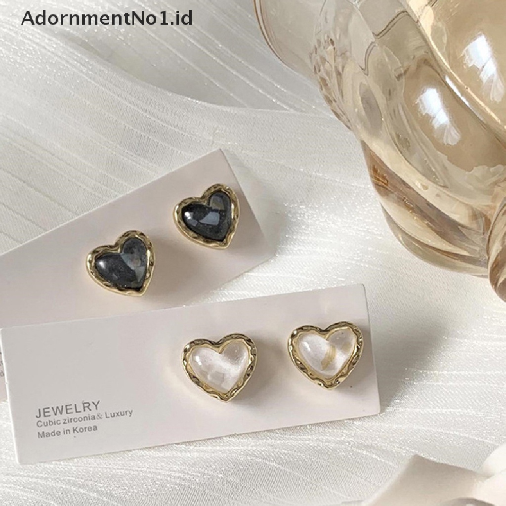 [AdornmentNo1] 1pasang Anting Pejantan Hati Manis Halus Berbingkai Emas Mini Ear Studs Trendi Kuku Telinga Untuk Wanita Gadis Hadiah Perhiasan Pernikahan [ID]