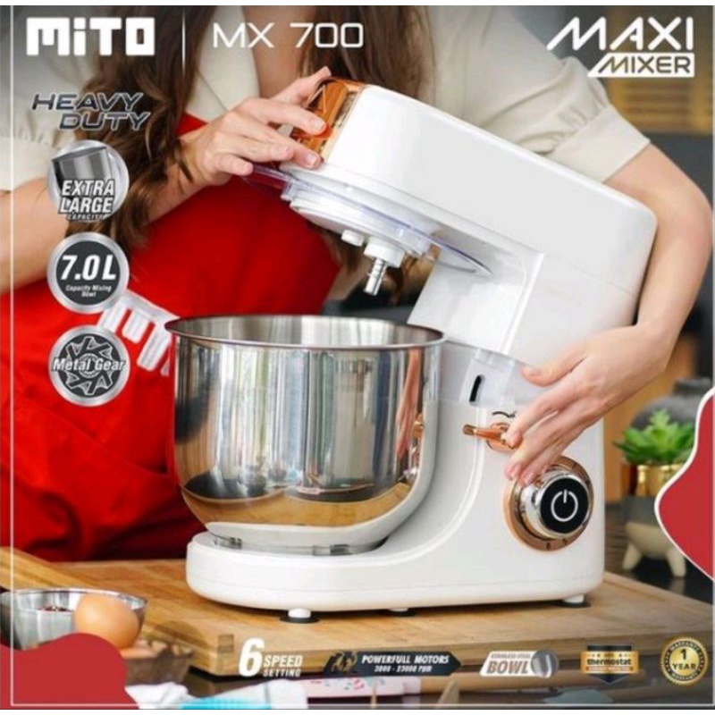 PRELOVED NEW • MITO STAND MIXER MAXI MX 700 KAPASITAS 7 LITER • PUTIH