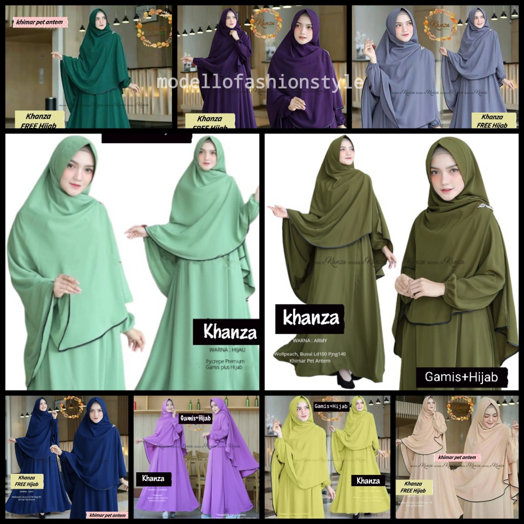 Khanza FREE HIJAB-Gamis Baju Dress Syari Wanita Busui S M L XL XXL Jumbo Kondangan Naik Haji Umroh N
