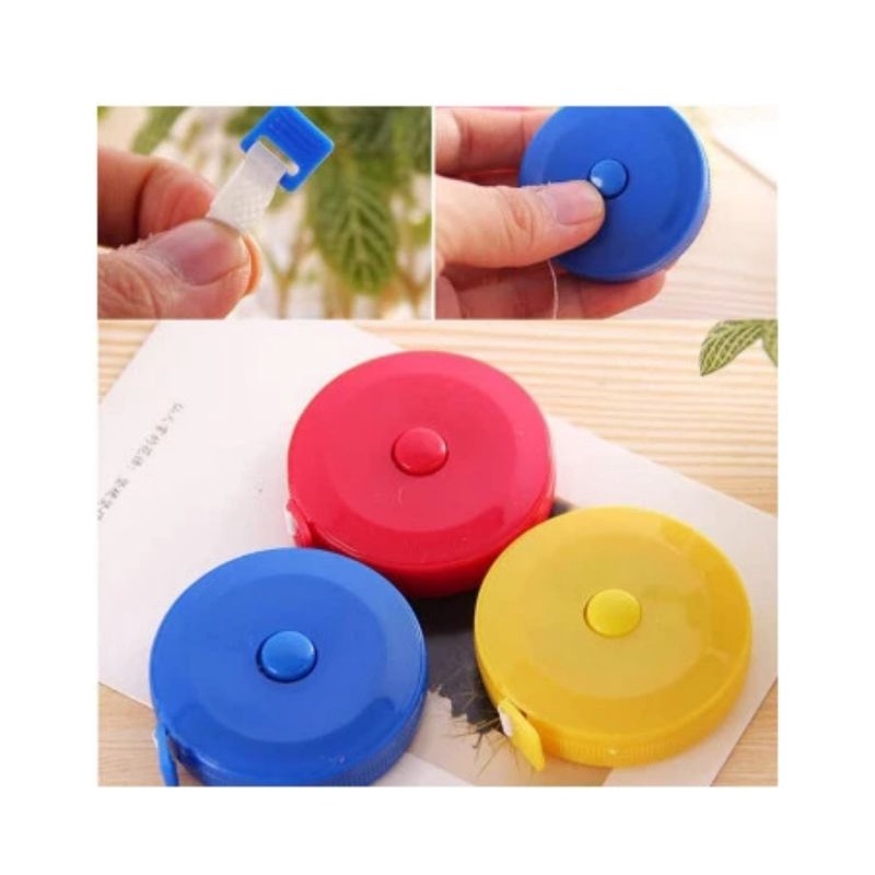 Meteran Gulung Mini Roll Automatis Putar Alat Ukur Fleksibel Baju / Meteran Pengukur Lingkar Perut 1.5 meter