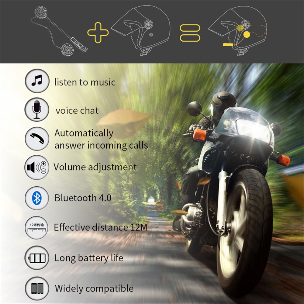 BT8 Waterproof Helmet Headset/BT8 Headset Helm Intercom Wireless Bluetooth Kualitas Tinggi/Headset Intercom Wireless Bluetooth/untuk Stereo Voice Control/Headphone Helmet with Microphone Music Wireless