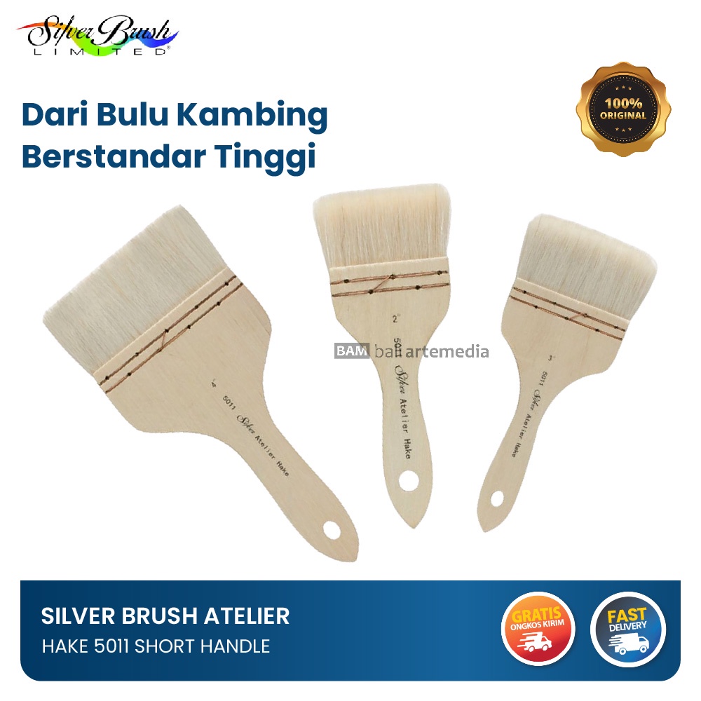 Alat Mewarnai Kuas Besar Lukis Silver Brush Atelier Hake 5011 Short Handle Terlaris By Bali Artemedia