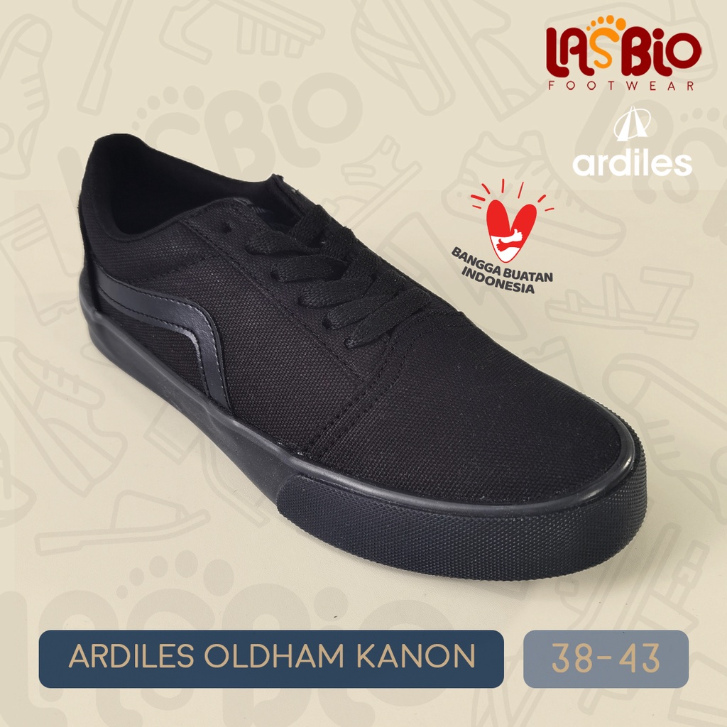 Ardiles Sepatu Sekolah Kanvas Kasual Hitam Laki Perempuan Unisex Oldham Kanon