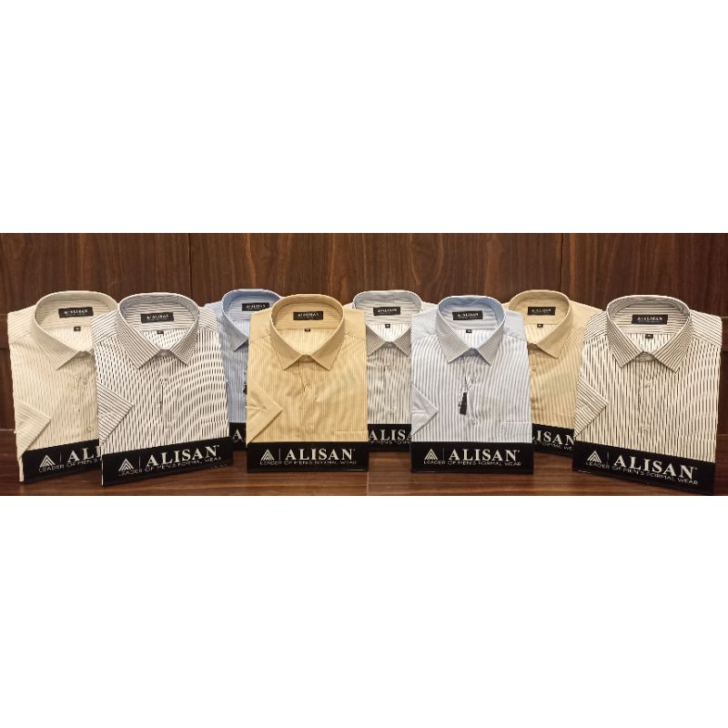 Kemeja Alisan Motif Garis Lengan Pendek Reguler