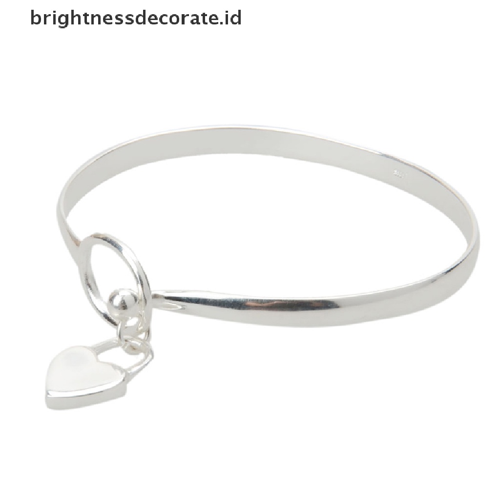 [Birth] Baru Wanita925 Perak Disepuh Pesona Peach Hati Bangle Gelang Cuff Kualitas Tinggi [ID]