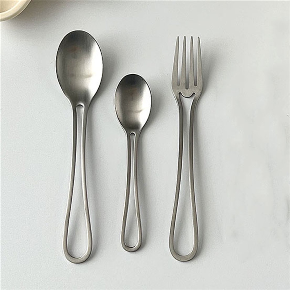 1 Pc Dapur Stainless Steel Garpu Sendok Sup Silver Dessert Fork Tableware