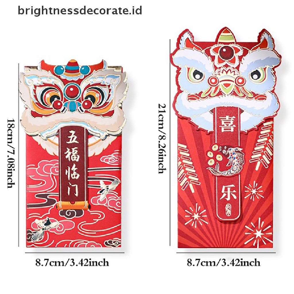 [Birth] 4pcs Amplop Merah Imlek Amplop Saku Merah Chinese Red Packet Hong Bao Amplop Uang Keberuntungan [ID]