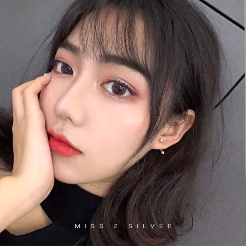 Kami Bunga Minimalis s925 Perak Manik-Manik Kecil Stud Anting-Anting Untuk Wanita Gadis Sederhana Fashion Kecil Bola Kait Anting-Anting Telinga Perhiasan Hadiah