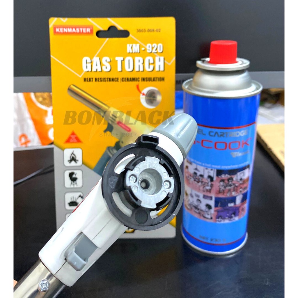 Paket Hemat Gas Torch + Gas Hi Cook 230 gr Pematik Gas Kompor Api Blow Torch Leleh Keju Mozarella BBQ Hicook Kenmaster ( KHUSUS PULAU JAWA )