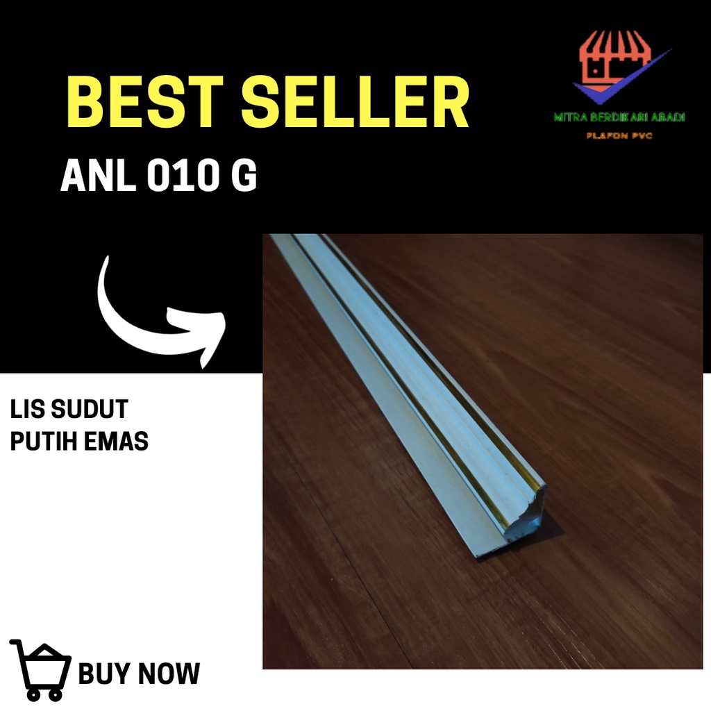 LIS SUDUT Plafon PVC Motif Putih Emas ANL 010 G, KUALITAS TERBAIK