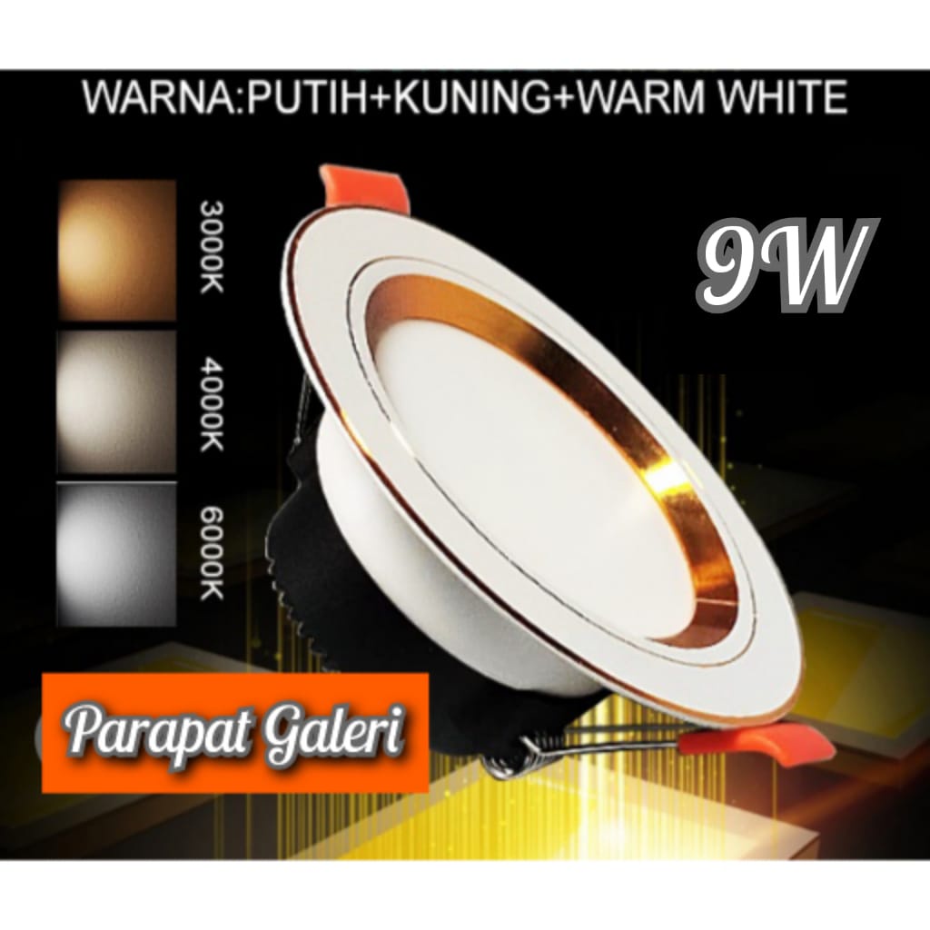 Lampu LED DownLight 3 warna White - Yellow - WamWhite 220V Lampu Indoor Cover List Gold &amp; Silver