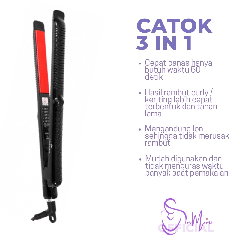 Catokan Rambut Turmaline Tourmaline 3 In 1 Curly Wavy Straight Alat Catok Cetokan Carokan Catokkan Salon Pengeriting Pengkriting Pengriting Keriting Kriting Kerli Curly Rambut Wave Wavy Straight Lurus Otomatis Original Ori Keramik Premium Permanen Murah