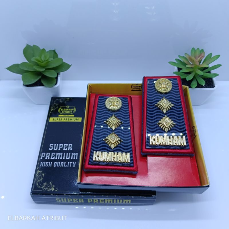 PANGKAT PDH KEMENKUMHAM GOLONGAN 4A AKRILIK LIS MERAH BORDIR