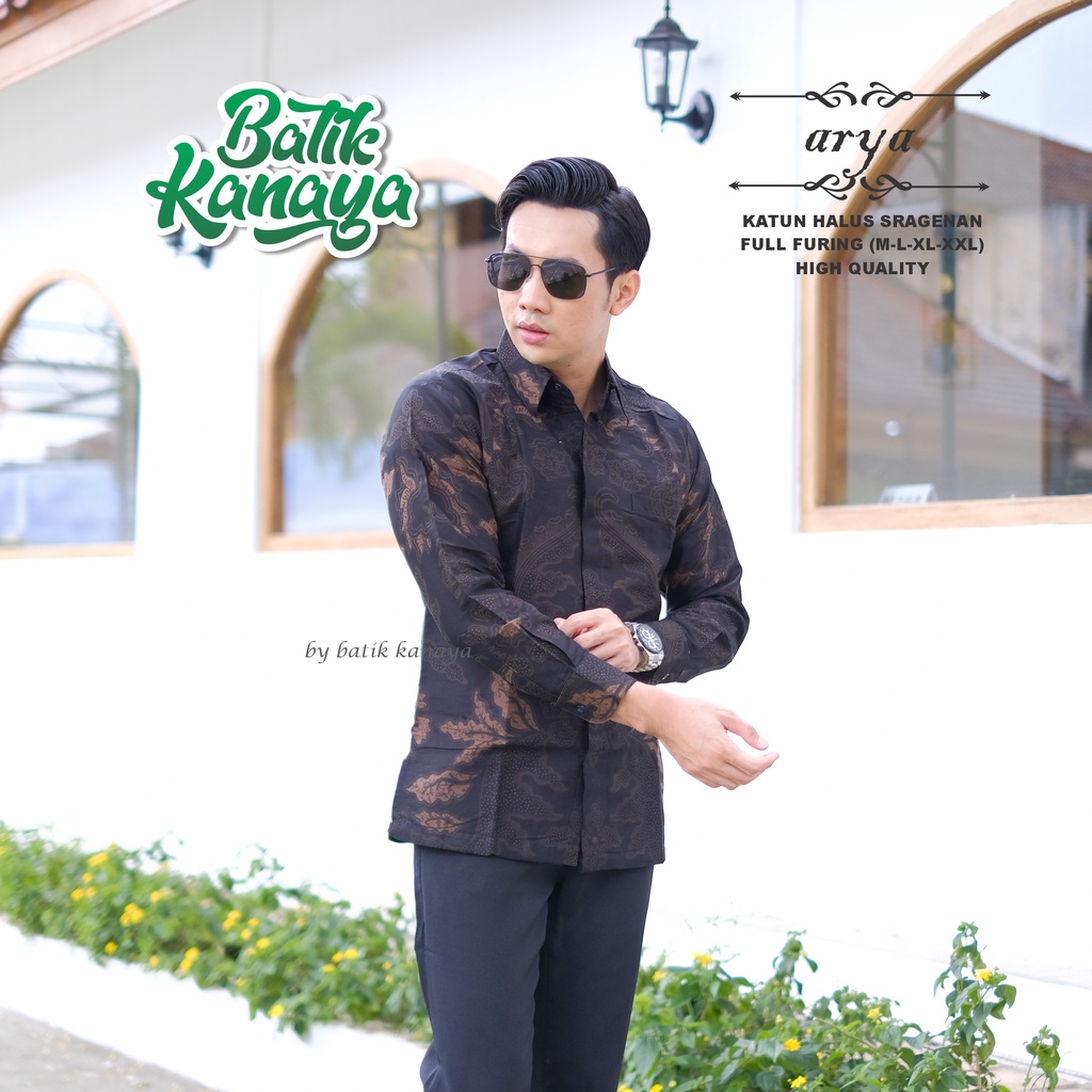 Kanaya - ARYA Kemeja Batik Pria Lengan Panjang Full Furing Bahan Katun Sragenan