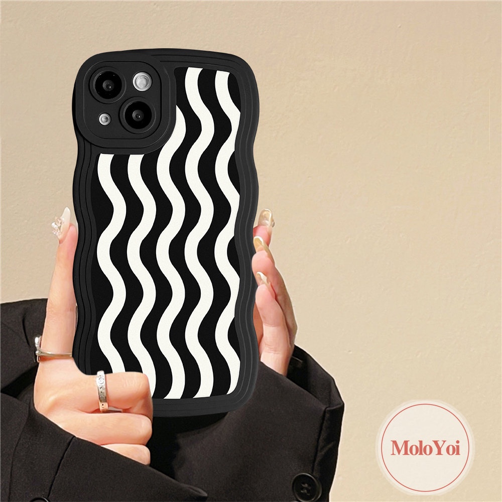 IPHONE Case Kompatibel Untuk Iphone11 12 13 14 Pro Max XR 6 6s 8 7 Plus X XS Max14 Plus SE 2020 Wavy Edge Art Motif Gelombang Air Shockproof Lembut TPU Phone Case Cover