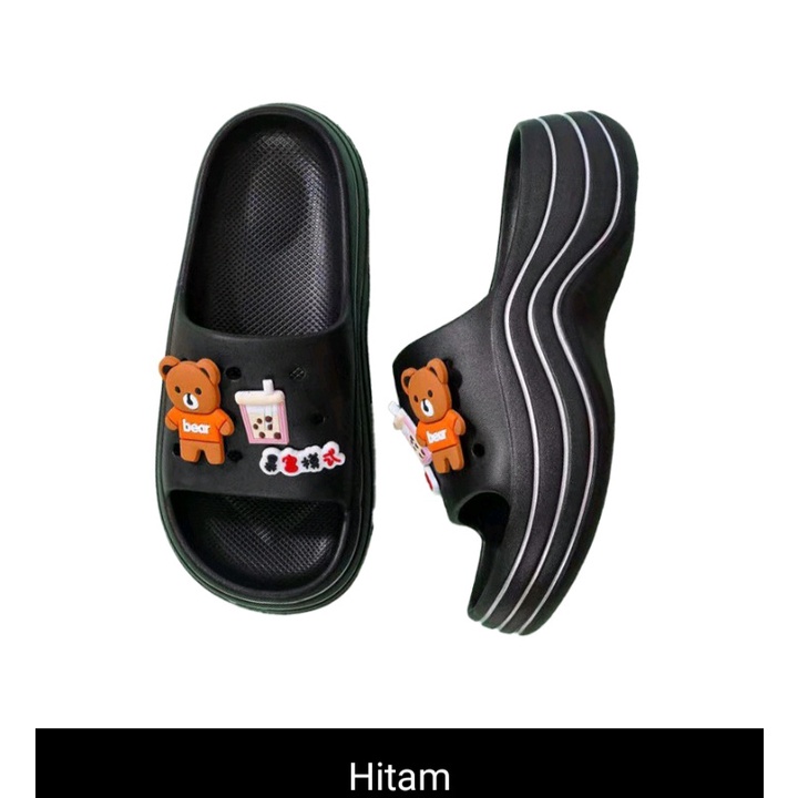 Humairah_Oldshop || Sandal Jelly Fuji Motif Bear Import/Sandal Wesges wanita Platfrom Tebal  805-1