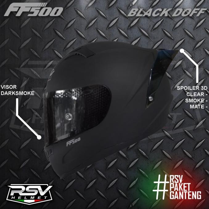 HELM RSV FF500 BLACK DOFF PAKET GANTENG / HELM FULL FACE / HELM RSV