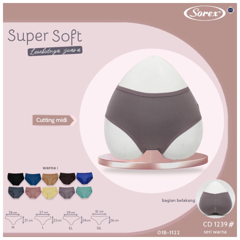 Sorex Cd Basic Super Soft 1239 Celana Dalam Wanita Polos Cutting Midi CD Wanita