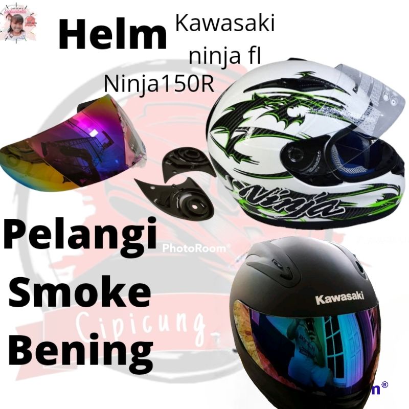 kaca helm Kawasaki ninja 250 RI Suzuki Full FACE pelangi smoke bening visor helmet