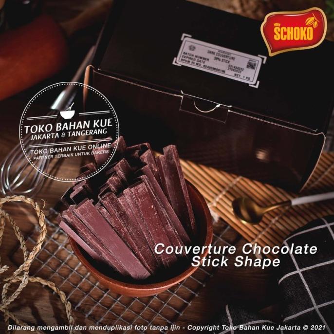 

Schoko Dark Chocolate Stick Couverture 58% 100gr Cokelat Batons Stick