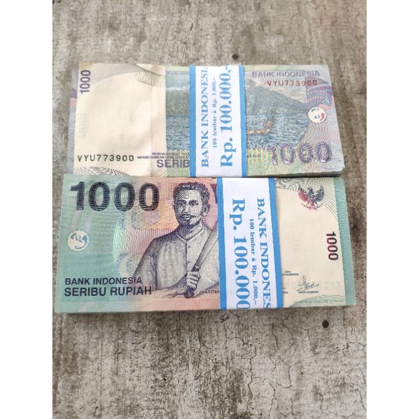 Uang 1000 rupiah pattimura 100 lembar uang baru