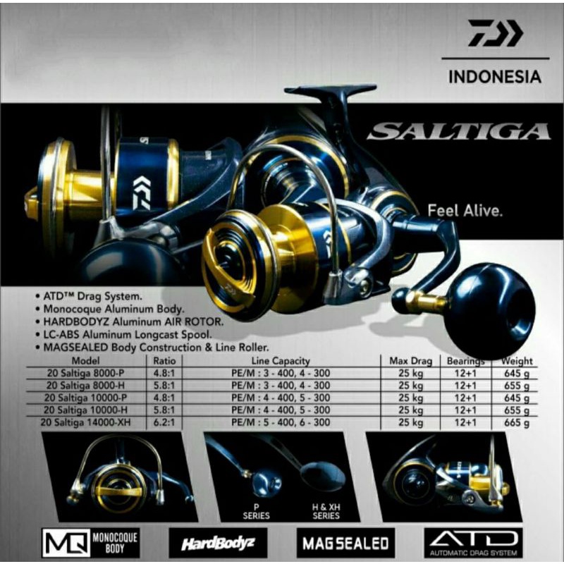 Reel Daiwa Saltiga 20 14000XH - 10000H - 10000P - 8000P - 8000H Original