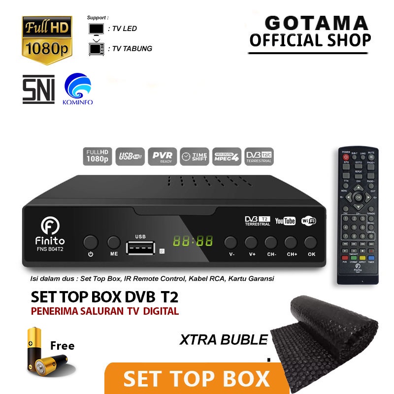 Set Top Box TV Digital Receiver Finito Besar Penerima Siaran Digital Receiver Full HD/ STB Wifi Bisa Youtube DVB-T2 Garansi