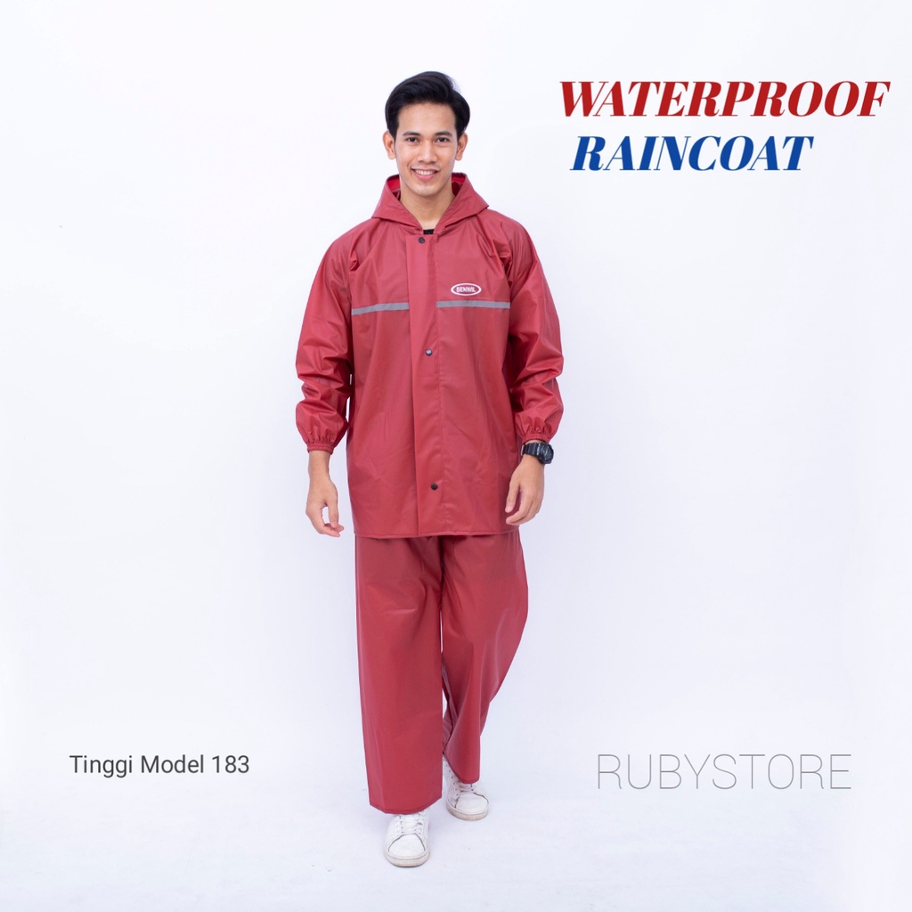 Jas Hujan Motor Setelan Pria Wanita Baju Celana Bahan Karet Pvc Tebal Original Best Quality Rainsuit Mantel Jaz Dewasa Terbaik Cewe Cowok Senwil Raincoat